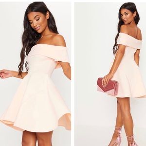 NWT PrettyLittleThing Nude/Blush Skater Dress